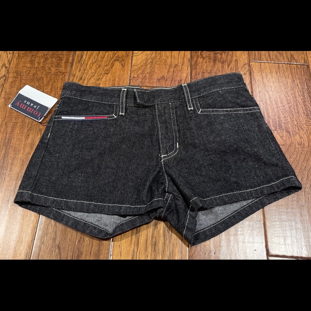 Tommy Hilfiger Shorts Womens Size 3 Black Denim Mid Rise Jean Shorts 90s Y2K NOS